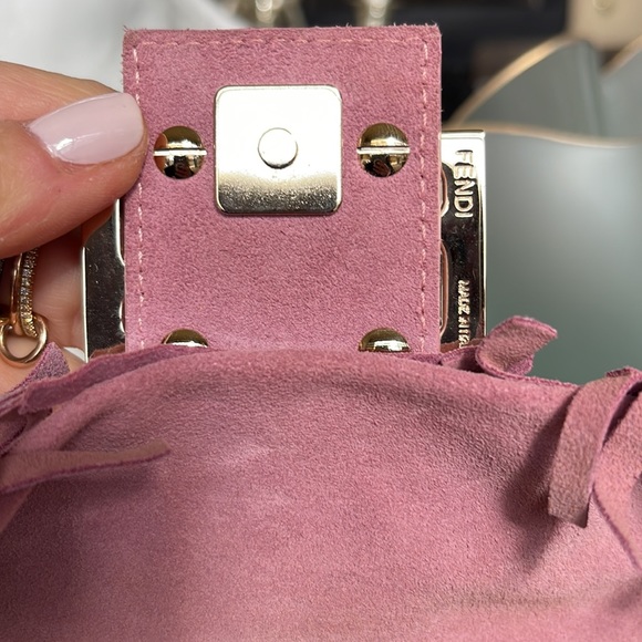 Fendi Pink Suede Fringe Baguette - Picture 3 of 10